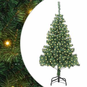 vidaXL Božično drevo med 300 LED z stojalom Zelena 180 cm PVC